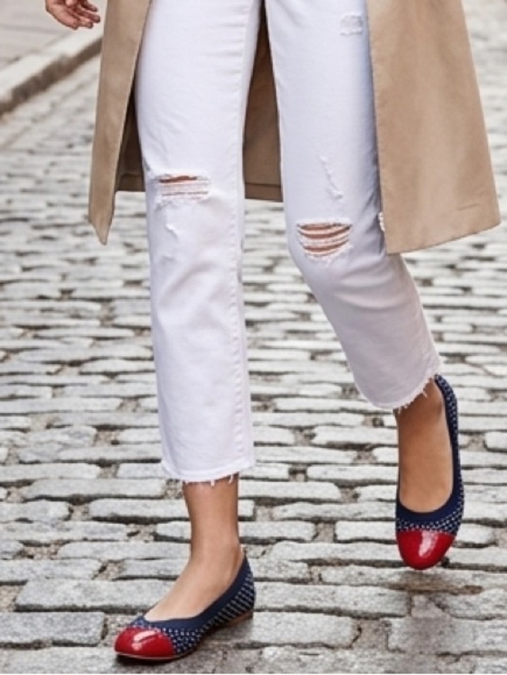 J. Crew Mila Ballet Flats Cece Polka Dot Cap Toe In Deep Navy